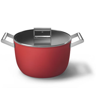 Smeg Cookware Casseruola alta due manici con coperchio 26 cm Rosso CKFC2611RDM