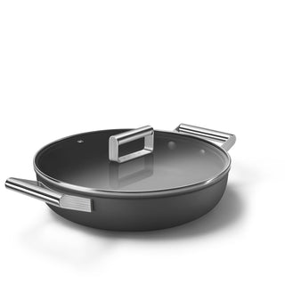 Smeg Cookware Tegame con Coperchio 28 cm 50's Style CKFD2811BLM Nero