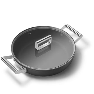 Smeg Cookware Saucepan with Lid 28 cm 50's Style CKFD2811BLM Black