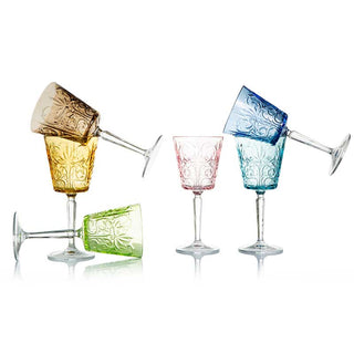 Feeling Set of 6 Multicolor Baroque Goblets in Glass