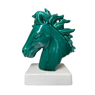 Amagè Statua Cavallo L'Eleganza in Ceramica H22 cm Verde
