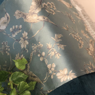 Flowers by Lena Runner in Nature Satin 110x40 cm Dusty Blue