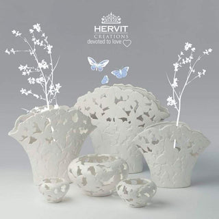 Hervit Creations Perforated Ceramic Butterflies Vase 28 cm