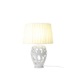 Hervit Lampada Barocca Ovale in Porcellana Traforata H38 cm