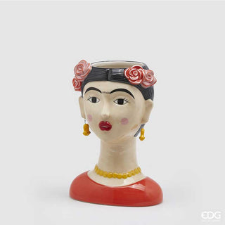 EDG Enzo de Gasperi Vaso Frida Kahlo con orecchini h 27 cm Corallo