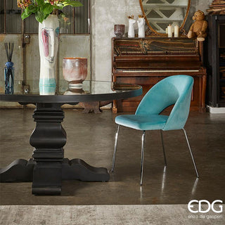 EDG Enzo de Gasperi velvet chair with open back Acqua