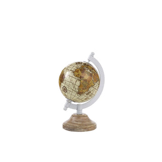 Encantada Small Ivory Globe with Wooden Base H9 cm