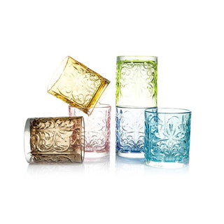 Feeling Set of 6 Multicolor Baroque Tumblers in Glass