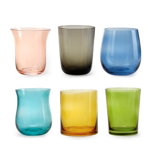 Bicchieri Acqua Tumbler Drink 6 pezzi diametro 8xh10 cm - 250 Ml in vetro  pressato adatto alla lavastoviglie colore verde, Kaleidosmilano