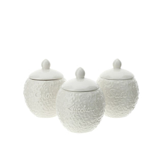 Hervit Set 3 Salt Sugar and Coffee Containers in Porcelain