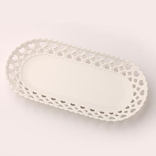 Hervit Perforated Porcelain Hearts Tray 15x30 cm