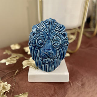 Estatua de león de cerámica Amagè Al. 22 cm Azul