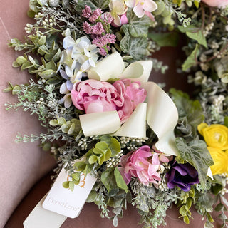 Fiori Di Lena Guirnalda de exterior con flores y varias hierbas D45 cm Blanco