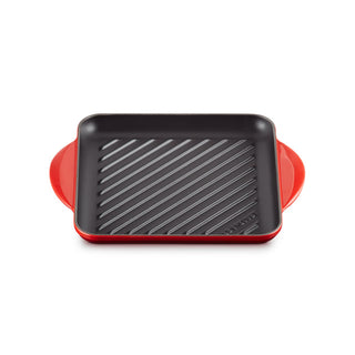 Le Creuset Tradition Square Grill in Vitrified Cast Iron 24 cm Cherry