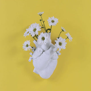 Jarrón con forma de corazón Seletti Love in Bloom de porcelana blanca Al. 25 cm
