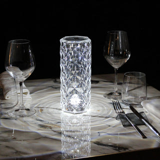 Chloe Table lamp in transparent acrylic with rechargeable Led crystal effect