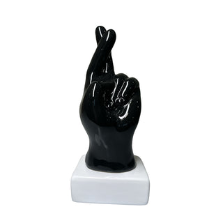 Amagè Statua Mano Incrocio in Ceramica H22 cm Nero