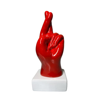 Amagè Statua Mano Incrocio in Ceramica H22 cm Rosso