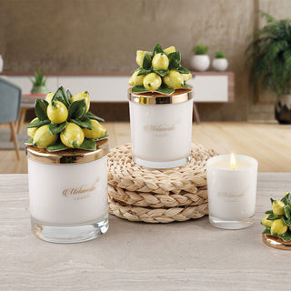 Melaverde Small White Candle with Lemon Cap