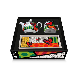 Egan Set Teira, Cappuccino Cup and Heart Tray By Britto in Porcelain