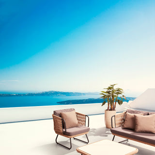 EDG Enzo de Gasperi Sunny Aluminum Sofa with Champagne 2 Seater Cushions