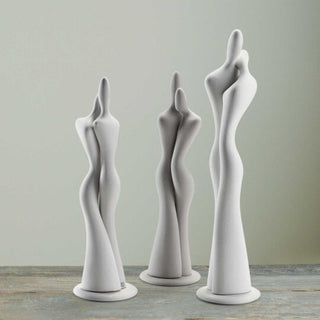 Escultura Lineasette Lovers de gres de leche Alt. 43 cm