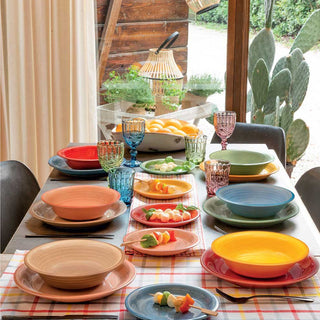 Tognana Colored Dishes Service 18 Pieces In&amp;Out Stoneware Multicolor