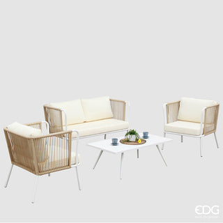 Sofá de salón EDG Enzo de Gasperi + 2 sillones con mesa de centro