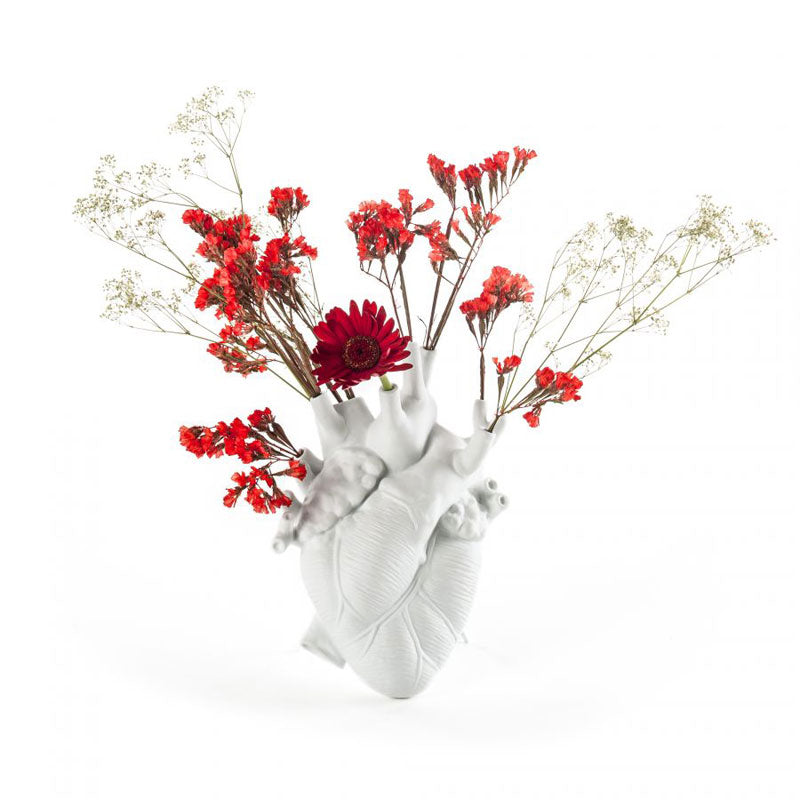 Seletti Love in Bloom Herzvase aus weißem Porzellan, H 25 cm – Le Gioie
