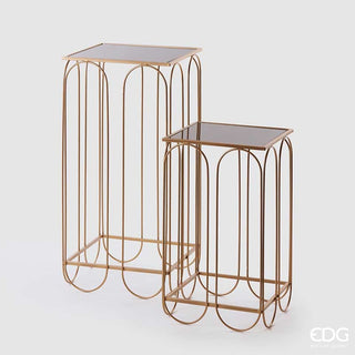 EDG Enzo de Gasperi Conjunto de 2 mesas rectangulares en metal dorado