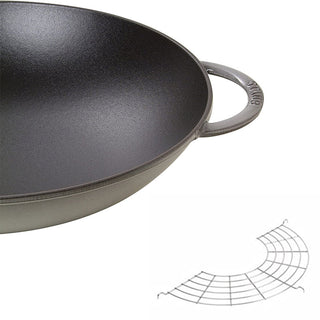 Staub Sartén wok de hierro fundido 2 asas D 37 cm gris