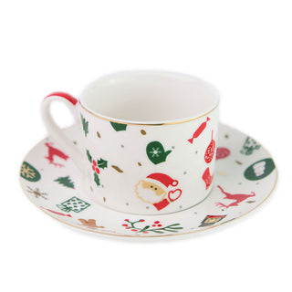 Villa Altachiara Set 4 Tazze Tè in Porcellana Fantasia del Natale