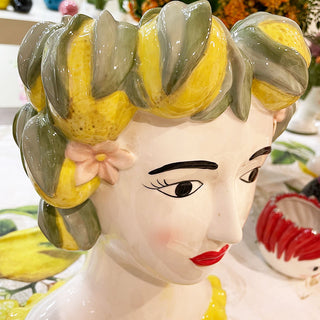 EDG Enzo De Gasperi Woman Face Vase With Lemons H 34 cm