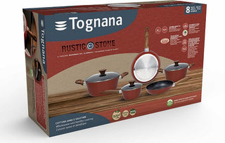 Tognana Set of Pots Rustic Stone 8 Pieces Aluminum Red