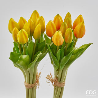 EDG Enzo De Gasperi Set 2 Bouquet with 18 Yellow and Orange Tulip Buds
