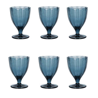 Roses and Tulips Set of 6 Blu Notte Wine Glasses 30 cl