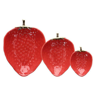 Tognana Set of 3 Strawberry Bowls in Red Ceramic
