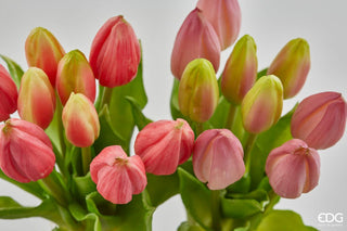 EDG Enzo De Gasperi Set 2 Bouquet con 18 Boccioli di Tulipani Rosa e Fucsia