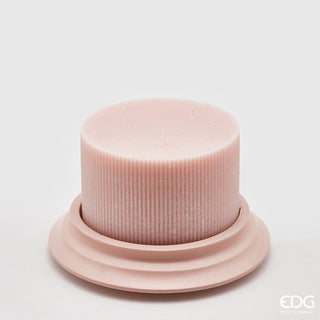 EDG Enzo De Gasperi Doric Candle With Powder Pink Plate H10 cm