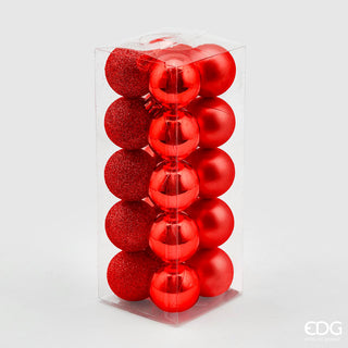 EDG Enzo De Gasperi Bolas de Navidad Poly Mix Box 20 piezas D4 cm Rojo