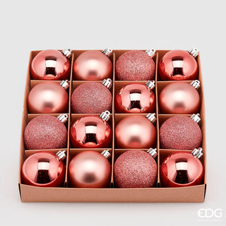 EDG Enzo De Gasperi Box 16 Poly Pink Christmas Baubles D6 cm