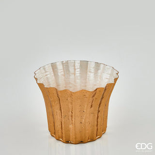 EDG Enzo De Gasperi Vase Brass With Lines H20 cm