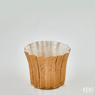 EDG Enzo De Gasperi Brass Vase With Stripes H18 cm