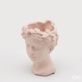 Jarrón con cabeza de cemento EDG Enzo De Gasperi rosa polvo H22 cm