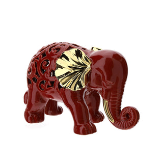 Hervit Elefante in Porcellana Traforata Rosso 35 cm