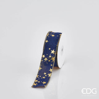 EDG Enzo De Gasperi Ribbon Stars Mix Blue Gold 38 mm 10 Meters