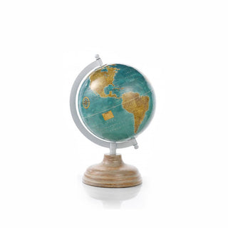 Encantada Medium Turquoise Globe with Wooden Base H17 cm