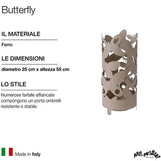 Arti e Mestieri Umbrella stand Butterfly Beige