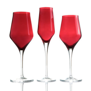 Feeling Set of 18 Piece Contessa Red Glasses in crystalline glass