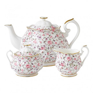Royal Albert Set 3 pcs. Rose Miranda Kerr Teapot - Sugar Bowl - Creamer